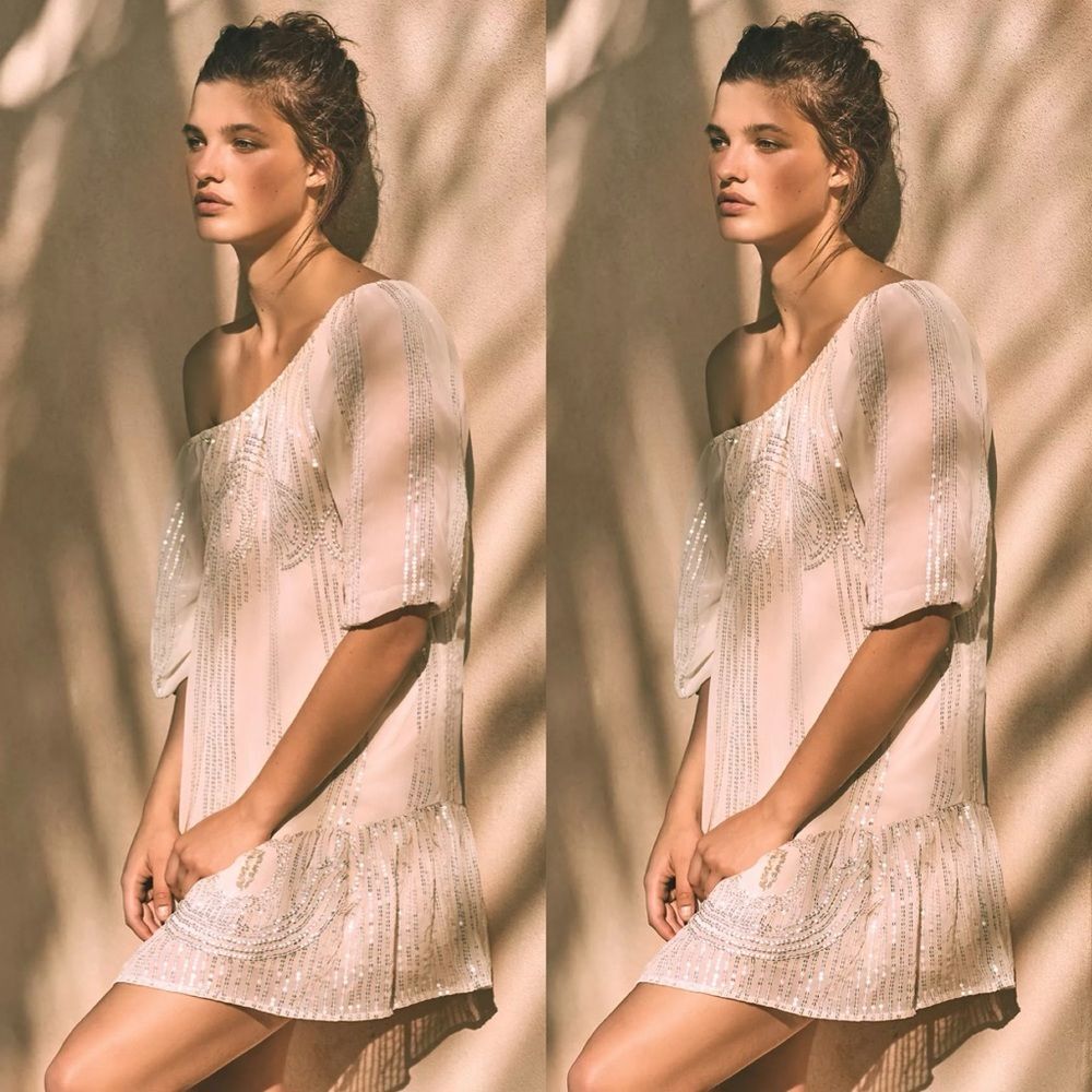 Anthropologie Carolina K Beaded Sands Swing Mini Dress